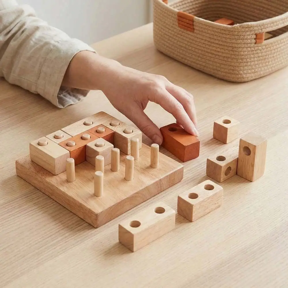 Creative IQ Geometric Puzzle Game 3D Assembling IQ Puzzle Mind Brain Teaser Classical Colorful 3D Wooden Puzzles Kids Gifts