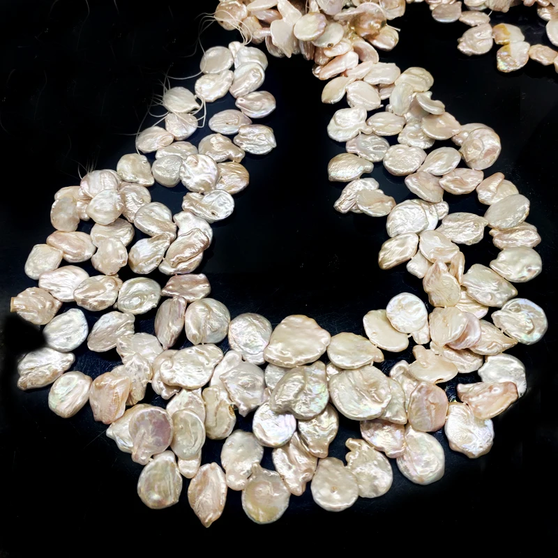 16 inches 14-20mm Leaf Shaped Natural White Flat Baroque Keshi Pearls Loose Strand