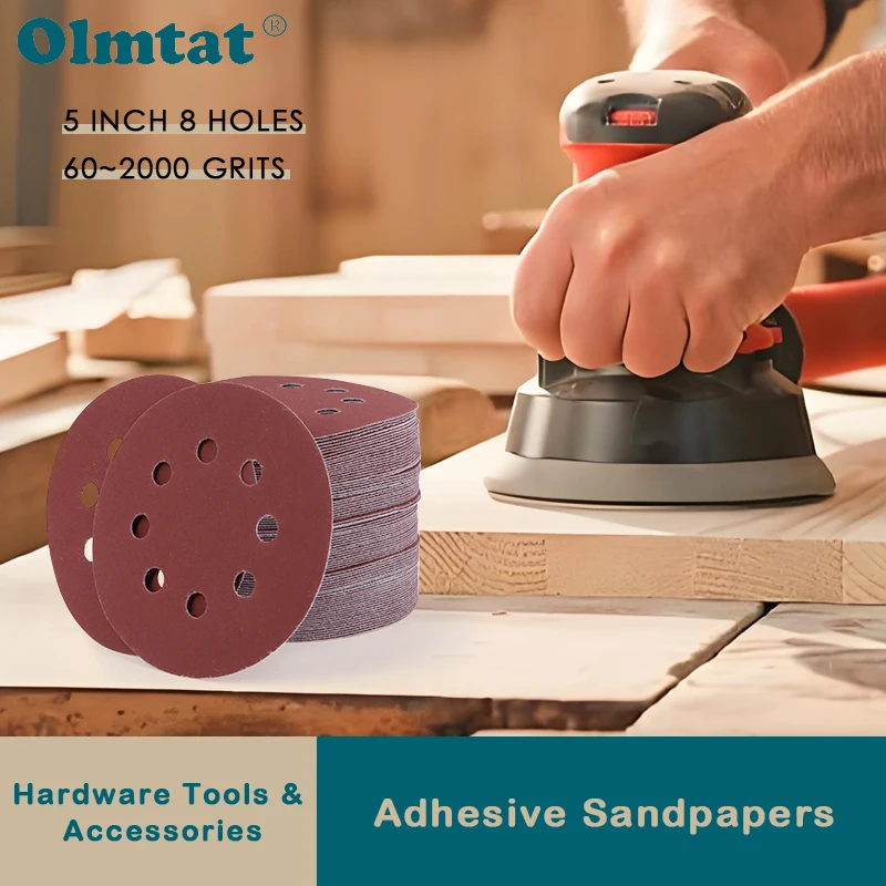 

5/10/100pcs 5" 125mm 8 Hole Hook Loop Sanding Discs Sandpaper Pads Set 60Grits ~ 2000Grits Sander Disc Abrasive Polishing Tools