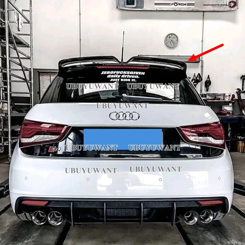 Para Audi A1 R18 2010-2014 fibra de carbono techo maletero alerón ala labio divisor accesorios de estilo de coche, aspecto de fibra de carbono