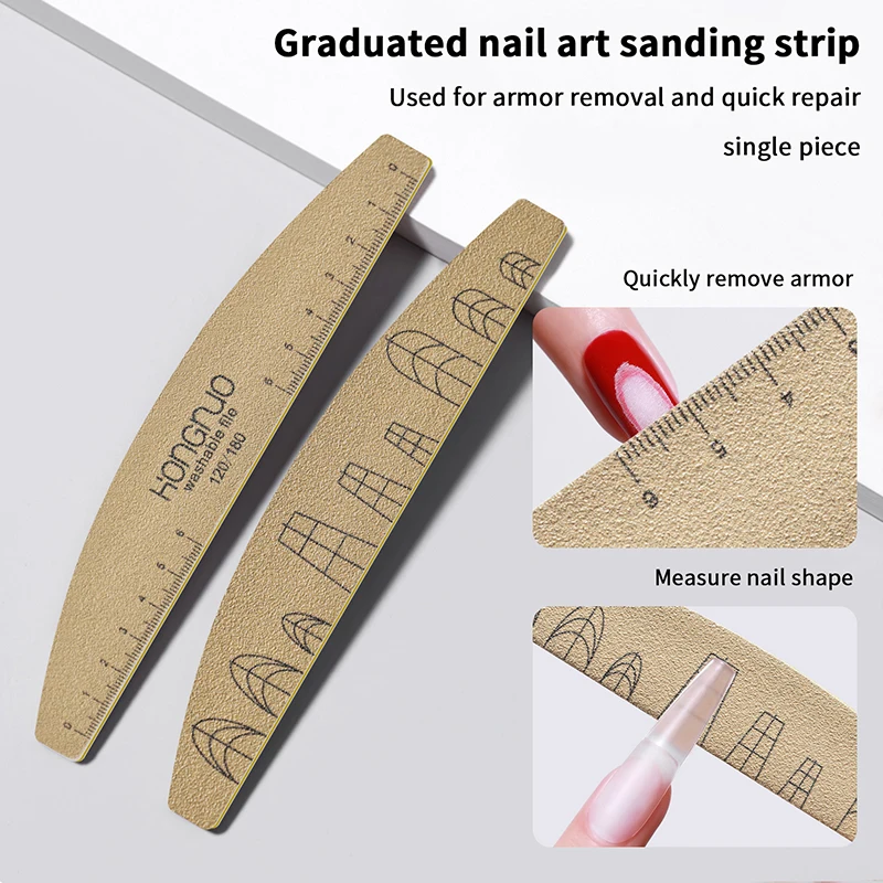 【buy009】Custom Nail Files With Scale Line 100/180/180 Grit Washable Buffing Stick For Gel Eye Nails Manicure Pedicure Tools