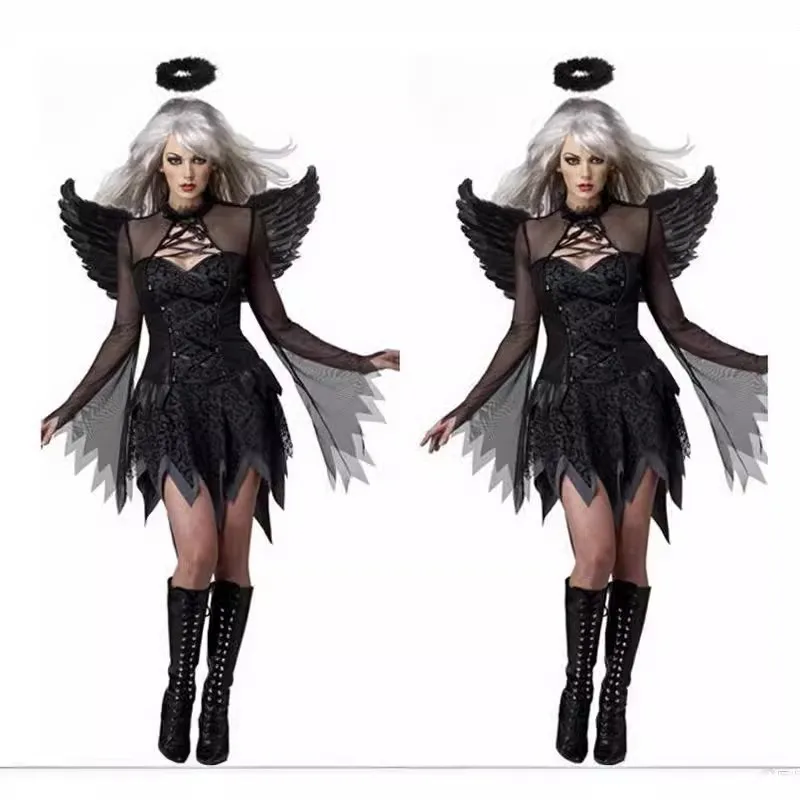 

Halloween costume, demon cosplay, witch black angel costume