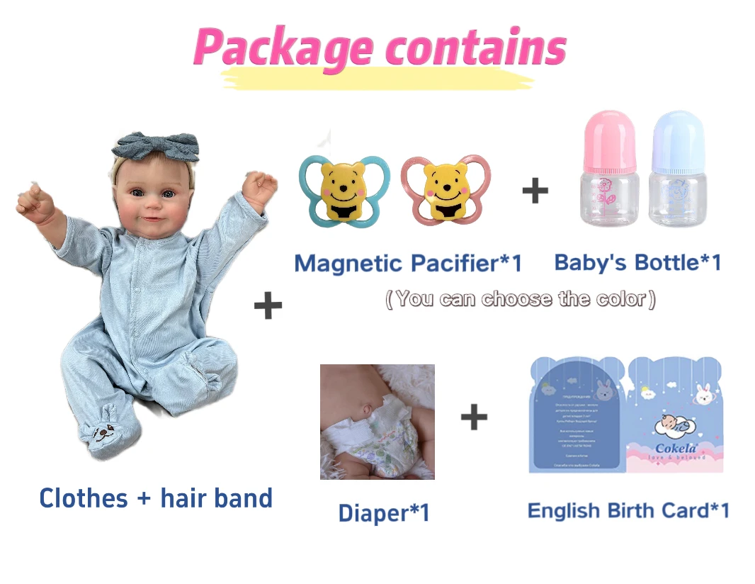 Cokela 50cm / 20inch Realistic Baby Doll Cute Vinyl Doll Real Soft Touch Kid Toy Doll  Silicone Reborn Baby Birthday Gift
