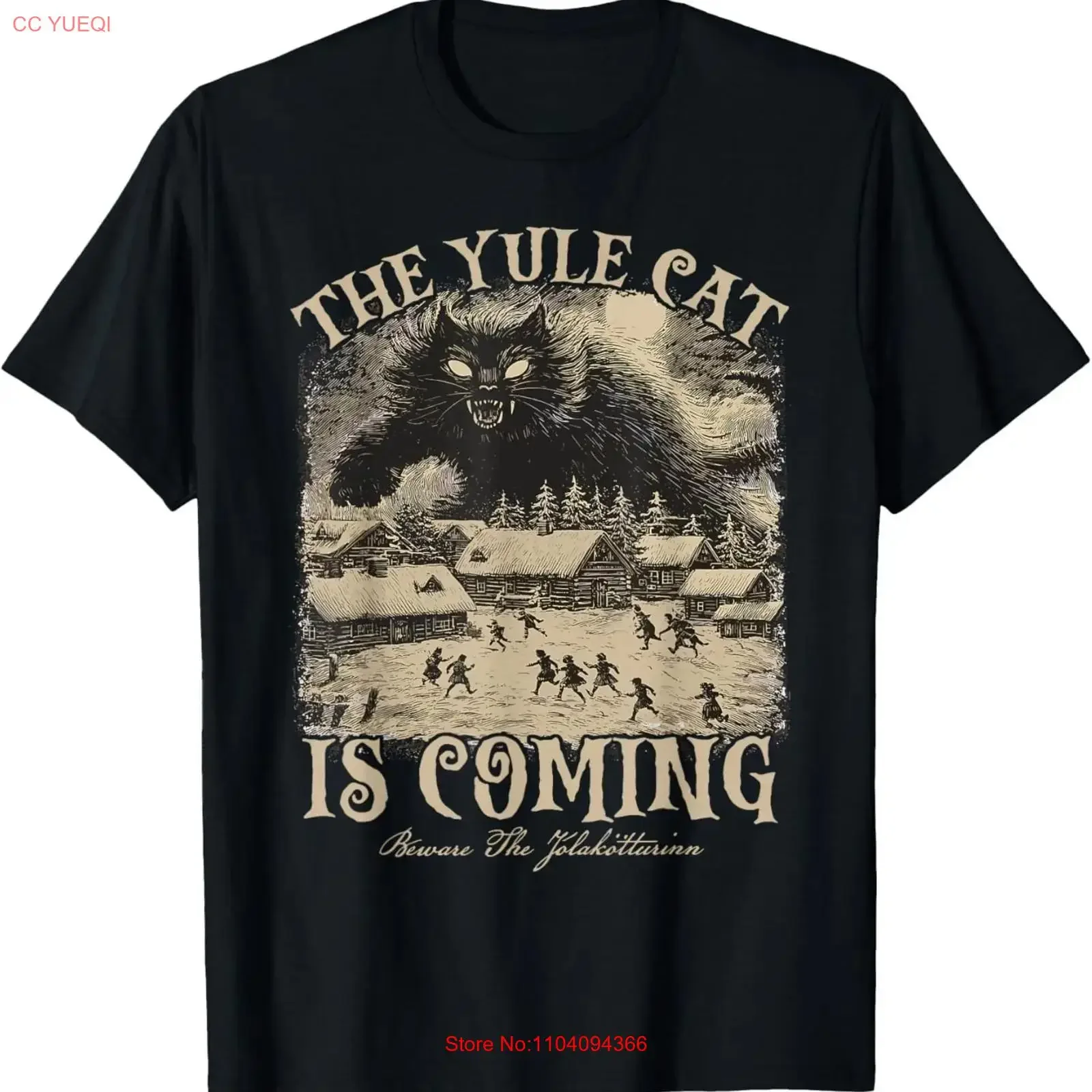 The Yule Cat is Coming Icelandic Christmas Mom Lover T Shirt vintage Washed Breathable Soft Unisex fashion Versatile Casual