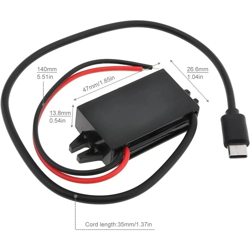 DC To DC 12V/24V To 5V USB-C Buck Converter 3A 15W Type-C Interface Waterproof Buck Power Adapter Compatible With Mobile Phone