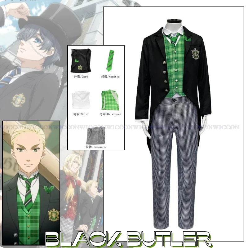 

Anime Black Butler New Roles Cosplay Costume Clothes Uniform Cosplay Daily Outfit School Uniform Unisex Suit Halloween Party