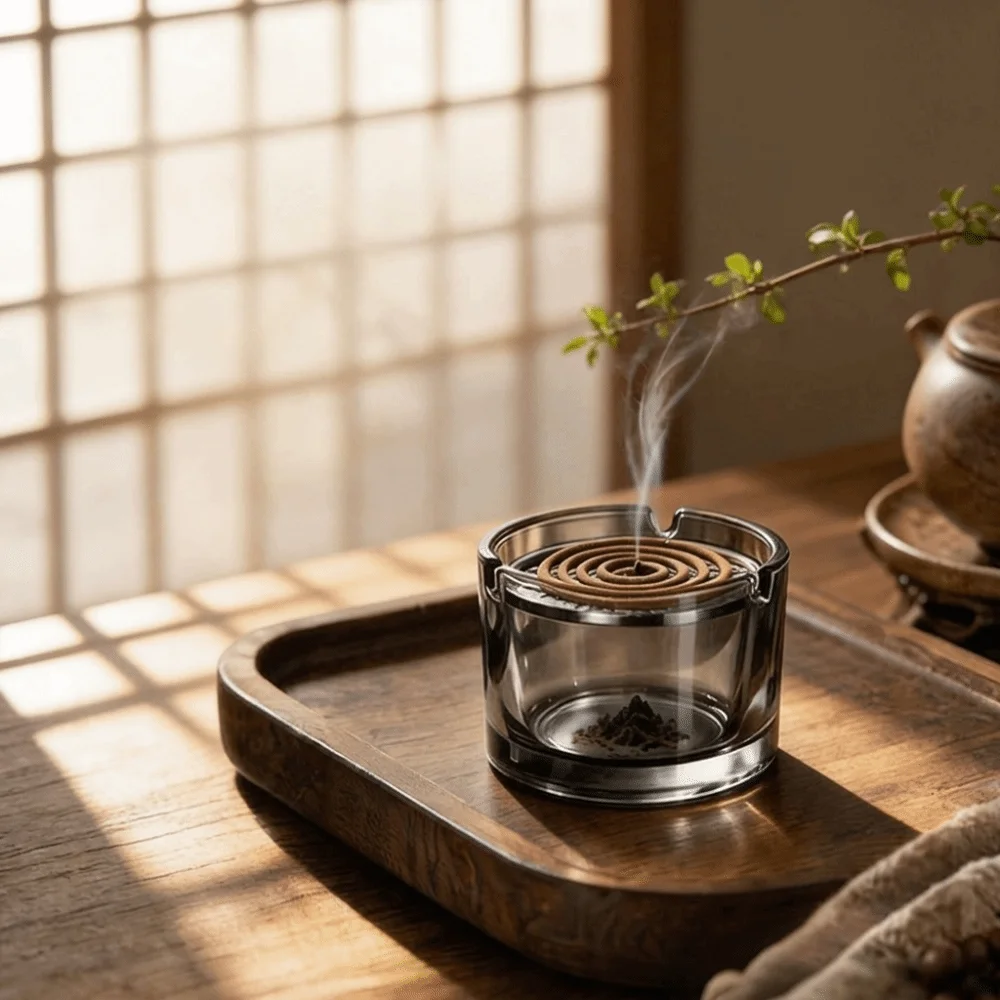 High-Temperature Resistant Glass Incense Burner Metal Filter Screen Anti Dust Aromatherapy Stove Minimalist Fragrance Censer