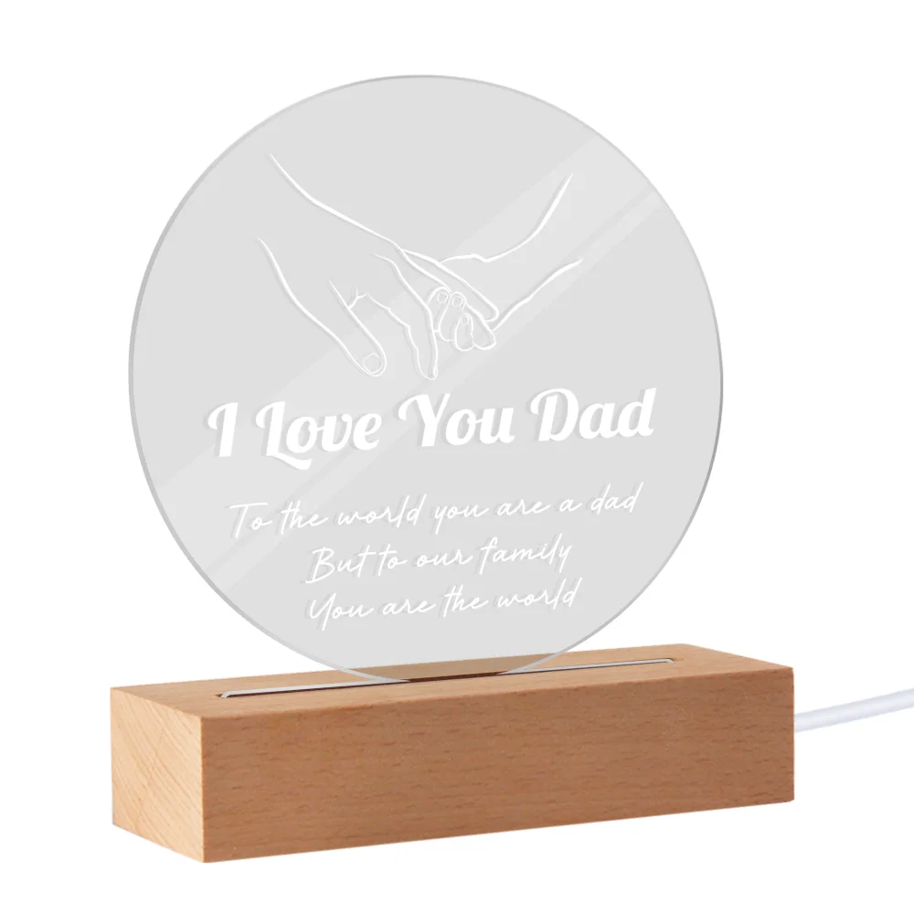 Birthday Gifts for Dad from Daughter Son Father's Day Gift I Love You Dad Acrylic Night Light Memorial Gift for Father