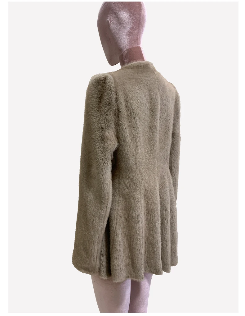 Nerazzurri Autumn Winter Elegant Luxury Chic Short Fitted Faux Fur Blazer Women Single Button Puff Sleeve Fluffy Jacket 2024