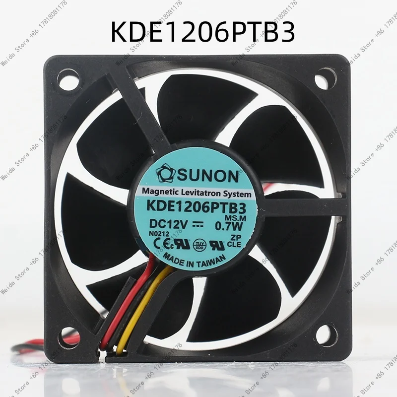 Original built-in SUNON 6025 12V 0.7W KDE1206PTB3 3-wire magnetic suspension silent three-wire KDE1206PTB3 cooling fan