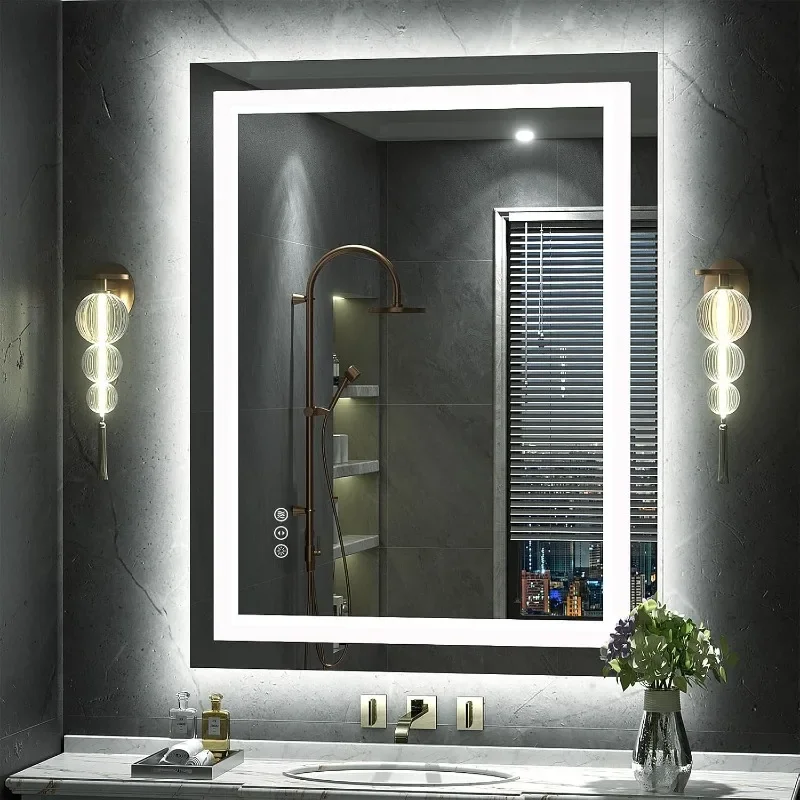 32x 36 Inch LED Mirror for Bathroom, Vanity Mirror with Lights, Dimmable Illuminated Mirror for Wall,