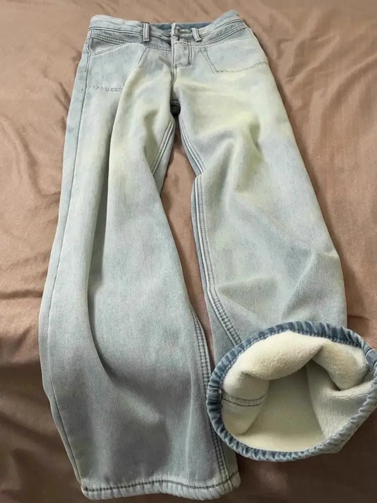 Jeans Women High Waist Fashion Denim Streetwear Korean Style Lady Spring Autumn Vintage Solid All-match Full Length Casual Retro