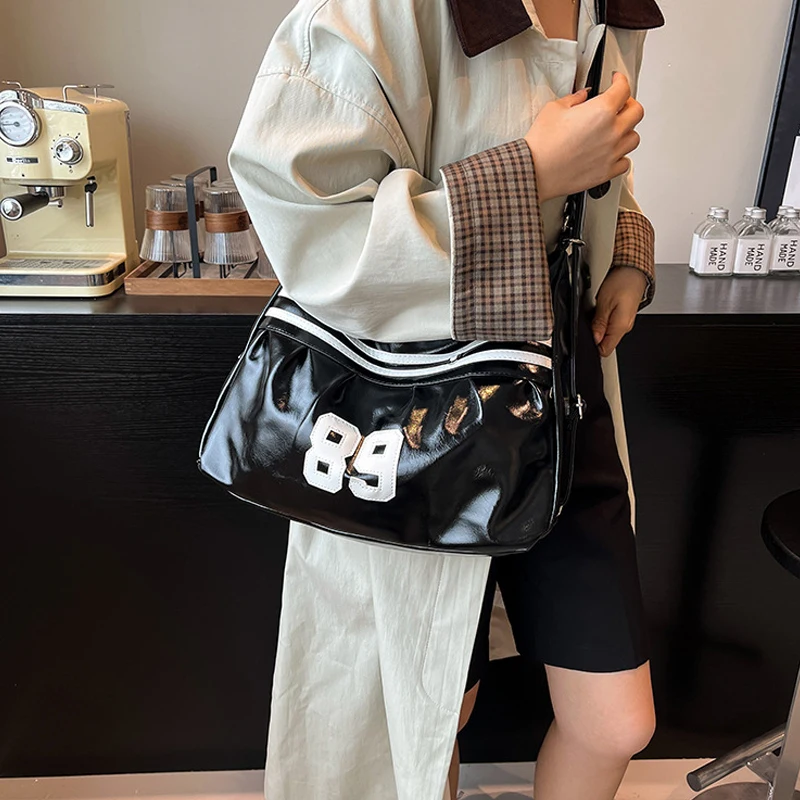 Korean Contrast Color Shoulder Bag,Millennial Pretty Grunge Y2k Girls Backpack,Soft PU Schoolbag,Street Baddie Crossbody Bag
