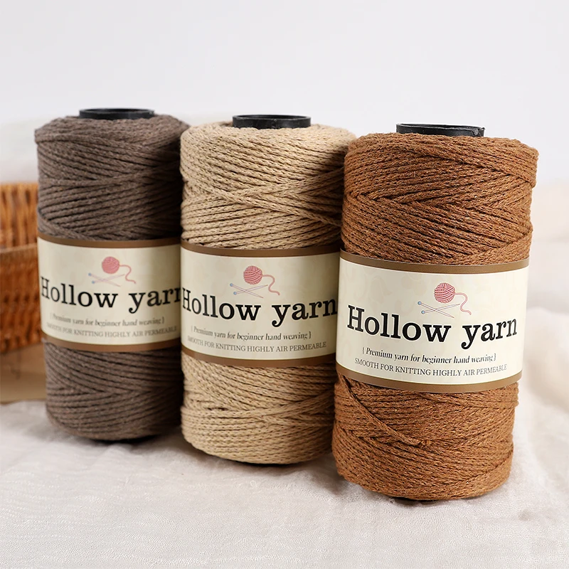 3-Pack of Solid Color Hollow Cotton Yarn, 150g Per Roll, Total 450g, Multiple Colors Available, Comfortable to Use, Suitable for Knitting Bags, Storage Baskets, Decorative Floor Mats, Small Hanging Ornaments, Dining Table Heat-Resistant Mats, Pet Cooling Mats, and Other Handmade Crafts