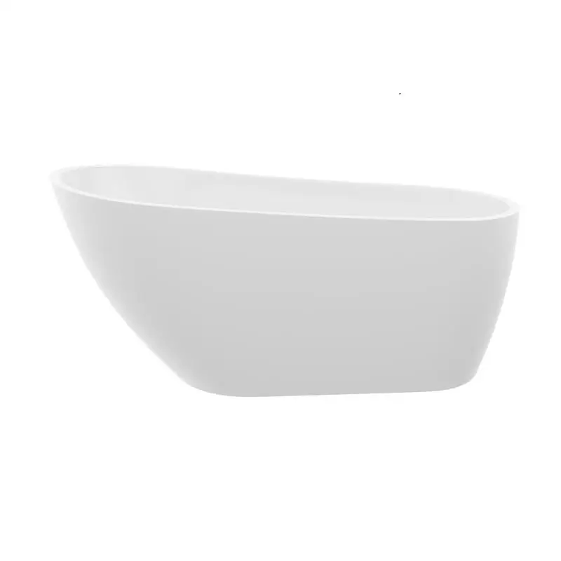 

59" Acrylic Freestanding Soaking Tub, Contemporary White Design with Chrome Overflow & Drain