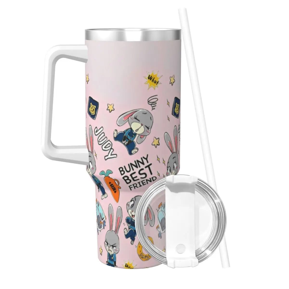 Stainless Steel Tumbler Zootopia Mugs Cup With Straws Travel Cold Water Bottle Leakproof Large Capacity Thermal Cups