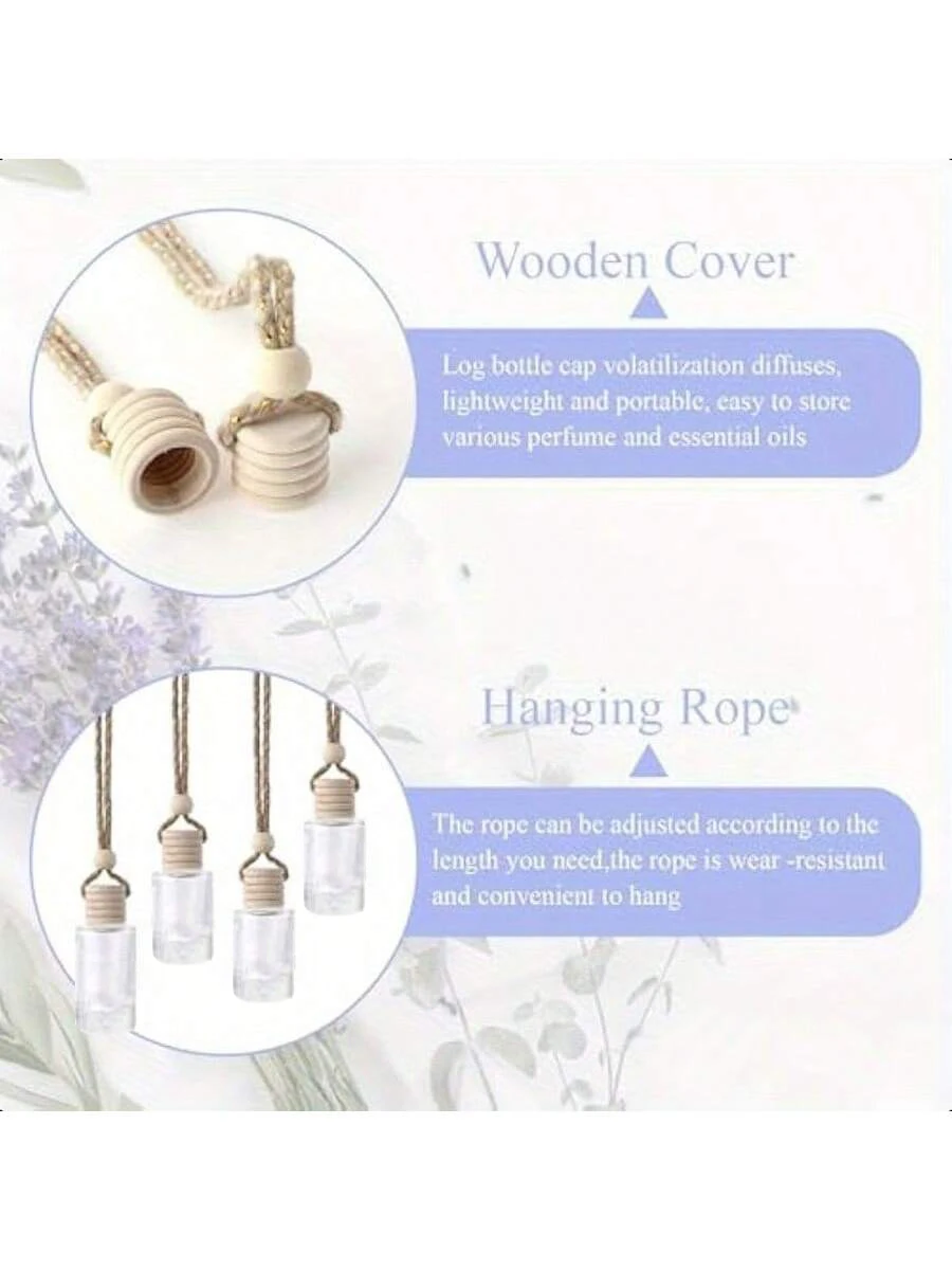 20pcs Hanging Car Freshener Empty Clear Glass Essential Oil Car Diffuser Aromatherapy Fragrance Perfume Diffuser Bottle Pendant