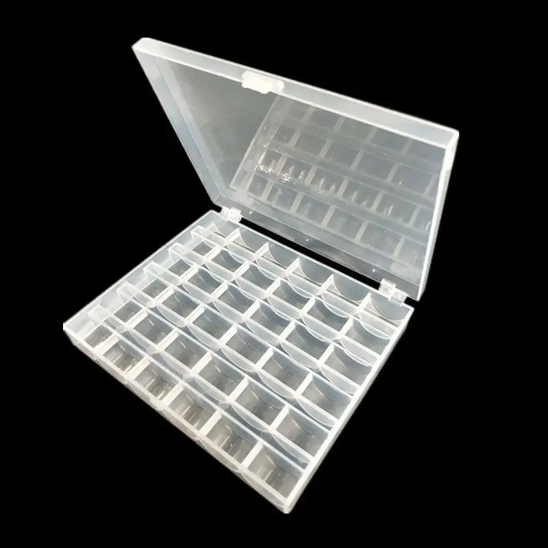 36 Grids Transparent Plastic Bobbin Box Thread Bobbin Storage Case Fit Household Sewing Machine Colorful Bobbins