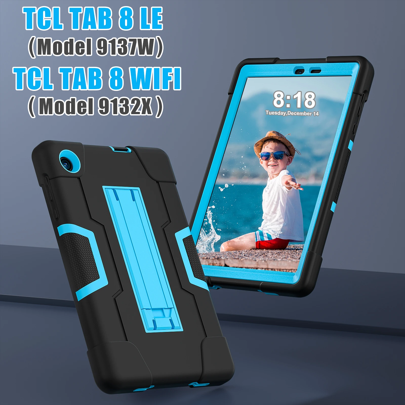 Funda con soporte integrado para tableta TCL Tab 8 LE, 9137W, 2023, WiFi, 9132X, 8,0 pulgadas, protección de 3 capas, Funda resistente a prueba de golpes