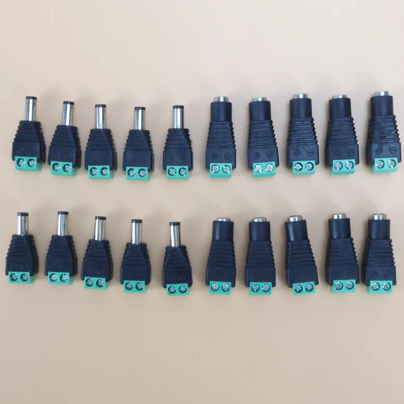 12V DC Power Connector Male Female Terminals 2.1mm×5.5mm / 2.5mm×5.5mm for CCTV Cameras LED Strip 5050 3528