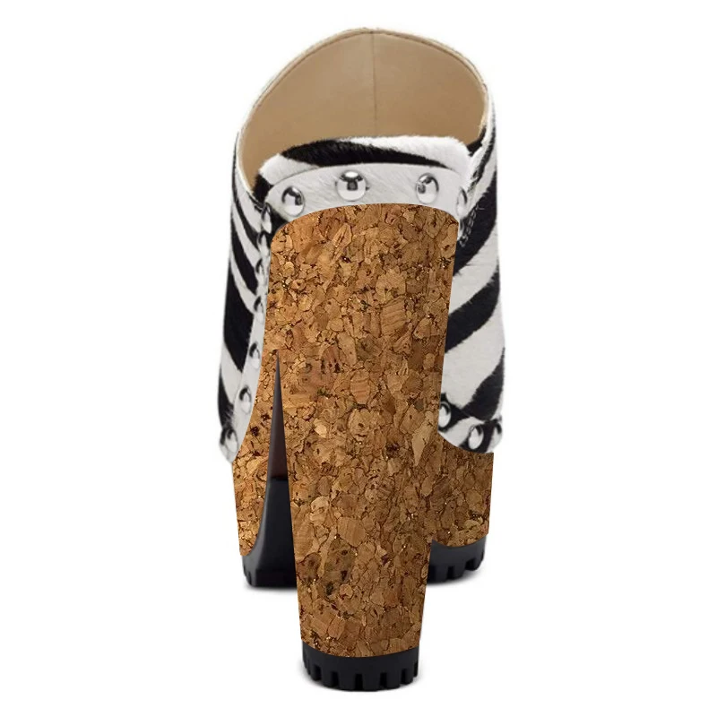 شباشب نسائية مثيرة بكعب عالٍ من SHOFOO. شبشب زيبرا مخطط (أسود). ارتفاع الكعب حوالي 15 سم. شباشب مغلقة من الأمام. 34-46 #3