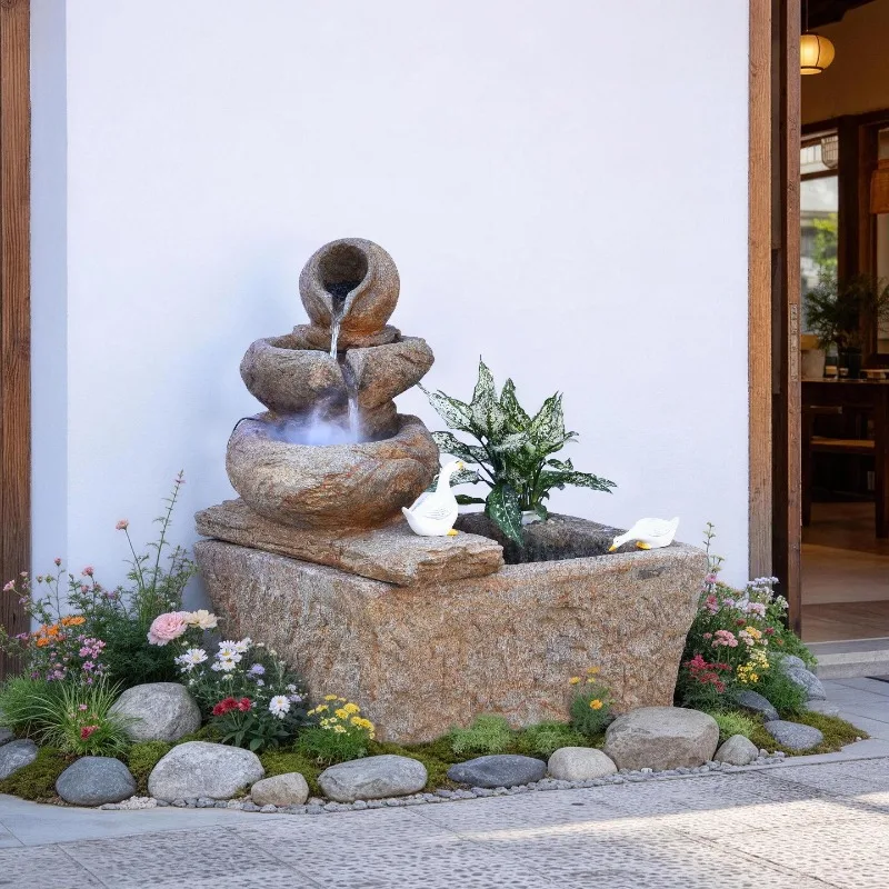 Large rockery fountain flowing water ornament circulating water pastoral landscape garden courtyard balcony indoor and outdoor l