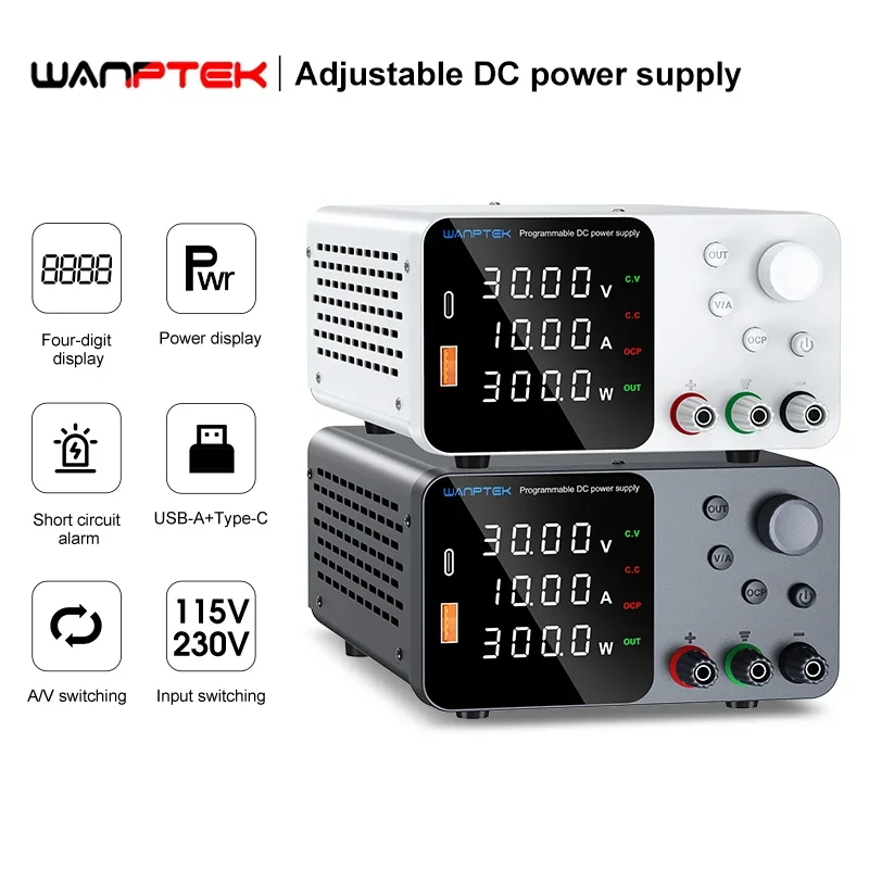 Wanptek DC Laboratory Power Supply 30V 10A Encoder Adjustment Voltage Regulator Bench Switching Power Supply Adjustable 60V 5A