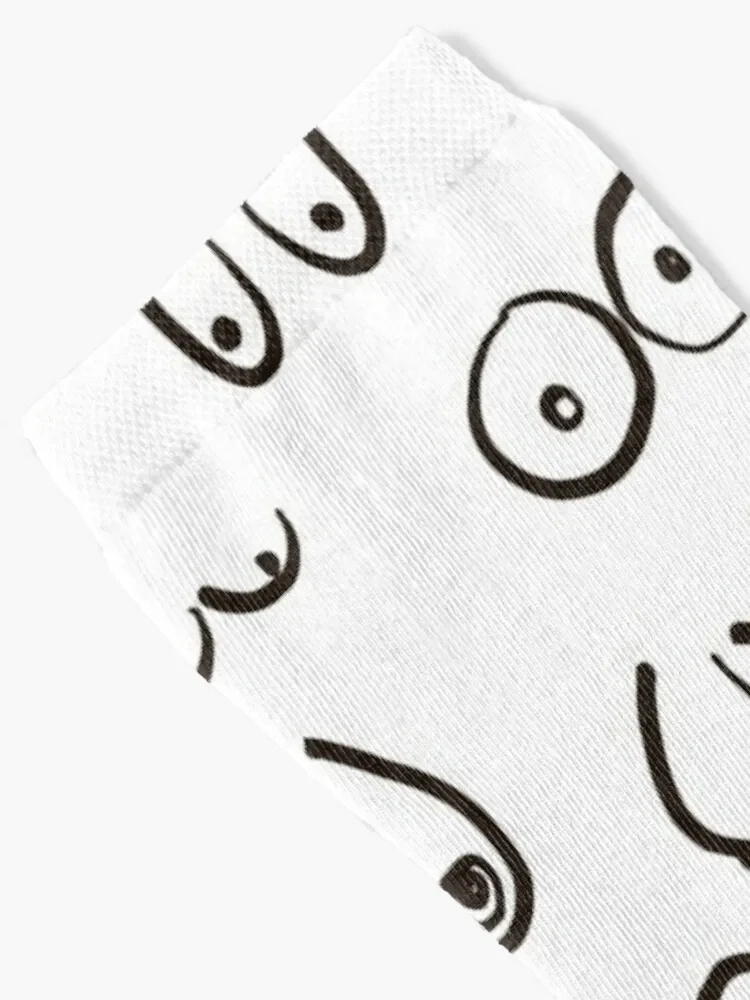 Boobs Sketch Black and White Socks Argentina christmass gift Ladies Socks Men\'s