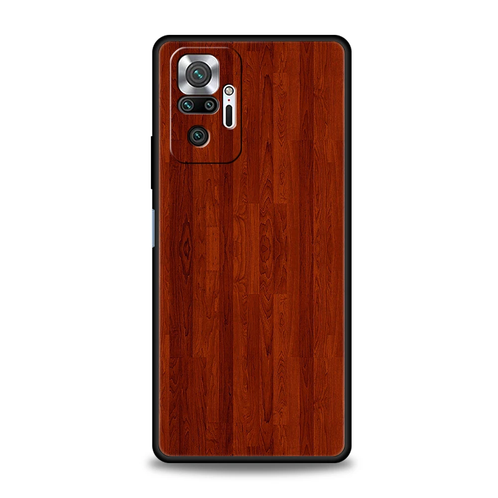 Carved Wood Phone Case Cover for Redmi 13C 10C Note 13 12 10 11 Pro Plus 7 8T K40 K50 Gaming Pro Plus 5G Soft Shell Capas Bags