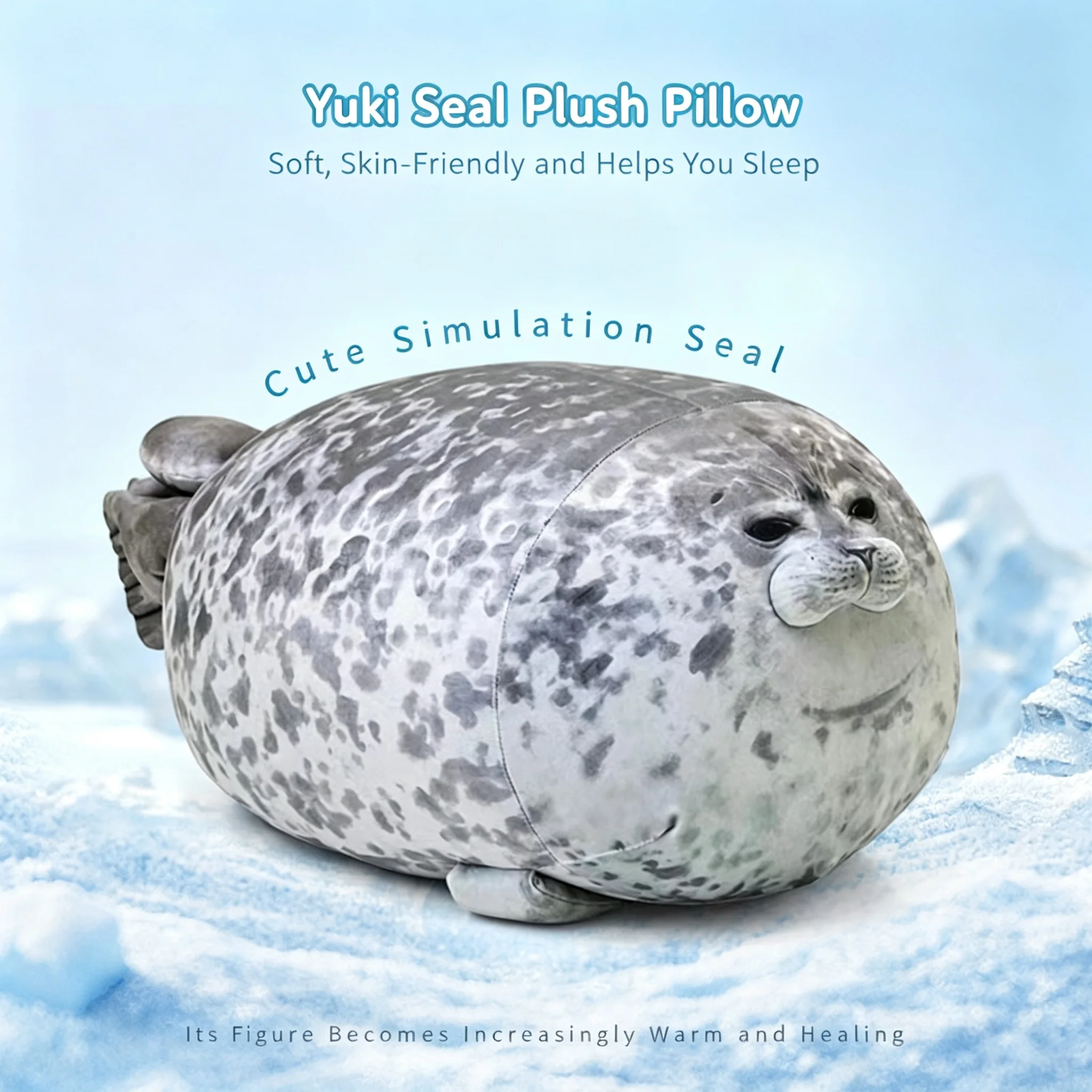 Cute Realistic Chubby Spotted Seal Plush Pillow Soft Fluffy Stuffed Animal Toy Round Body Hugging Cushion Multi Size Gift