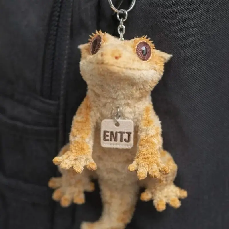 Chaveiro de Pelúcia Gecko Crestado Fofo e Macio, Pingente de Bolsa Kawaii Estilo Entj, Charm para Mochila, Presente de Ano Novo para Amigos