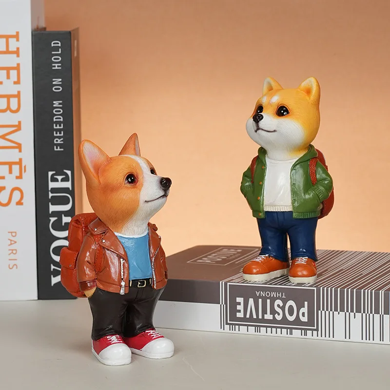 Creative Corgi Chaigou Resin Decoration Office Desktop Tidy Play Dolls Cute Pet Decoration Nordic Style Home Decoration