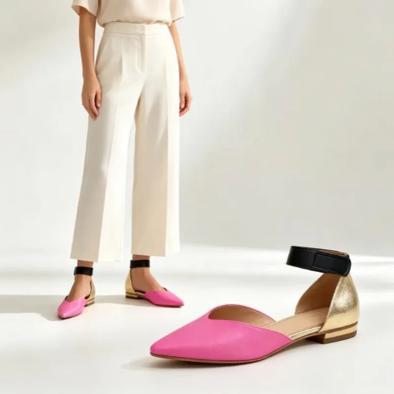 2026 Hot Selling Summer Casual Flat Heel Women's Shoes Leopard Print Colorblock Fashion Sandals 40-43 Large Size Hollow Sandals