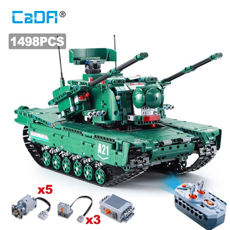 Cada 1498CPS RC Military M1A2 Tank Model Building Blocks Bricks Remote Control Car Compatible WW2 Toys for Kids Gifts