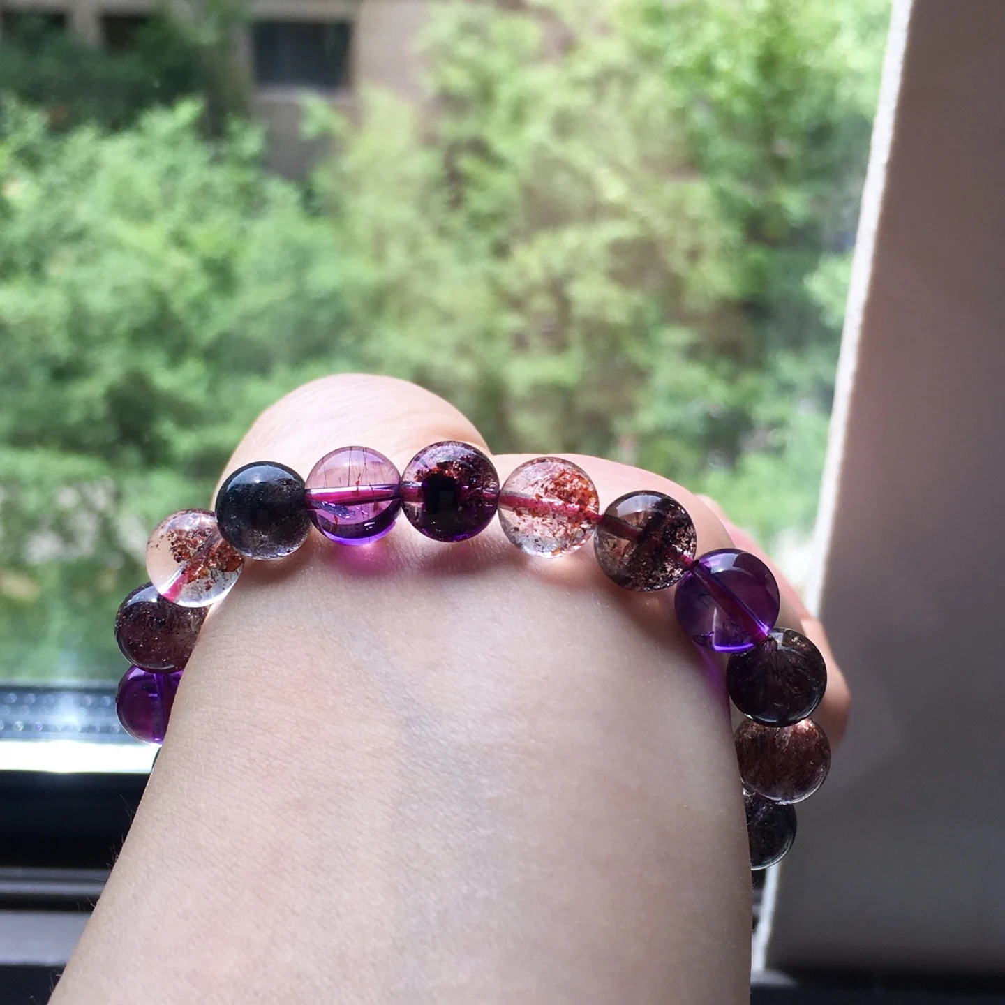 9mm Natural Super 7 Melody Bracelet Jewelry For Women Lady Beauty Gift Brazil Stone Healing Crystal Round Beads Strands AAAAA