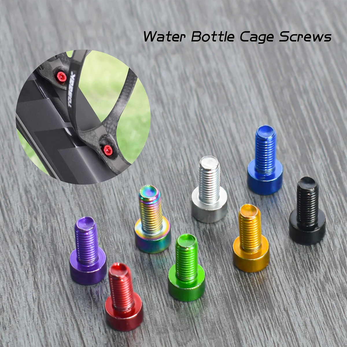 KRSEC 2pcs Bicycle Bottle Cage Screws M5×12mm Ultra-Light Stainless Steel Holder Bolts MTB Road Bicycle Accessories 8 Colors