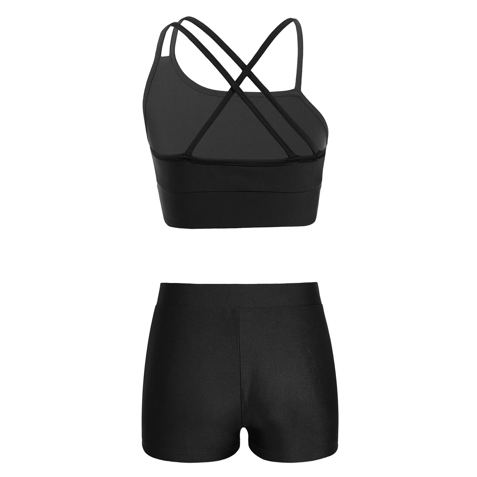 Kids Girls Dance Gymnastics Outfit Casual Sports Set Sleeveless Crop Top with Shorts Workout Fitness Jogging Yoga Sportswear