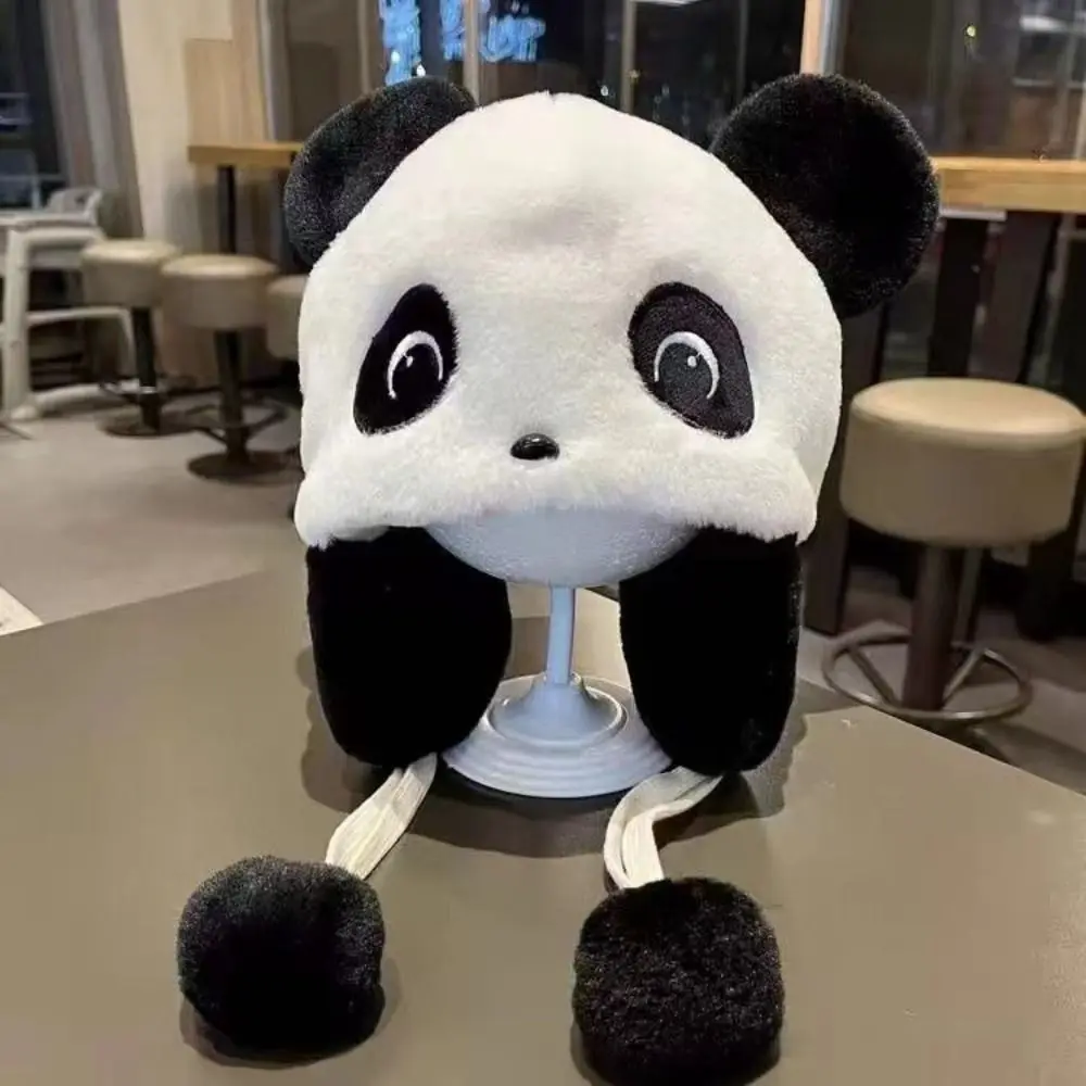 Cute Cartoon Panda Plush Hat Winter Children Warm Hat Windproof Thickened Ear Protection Hat
