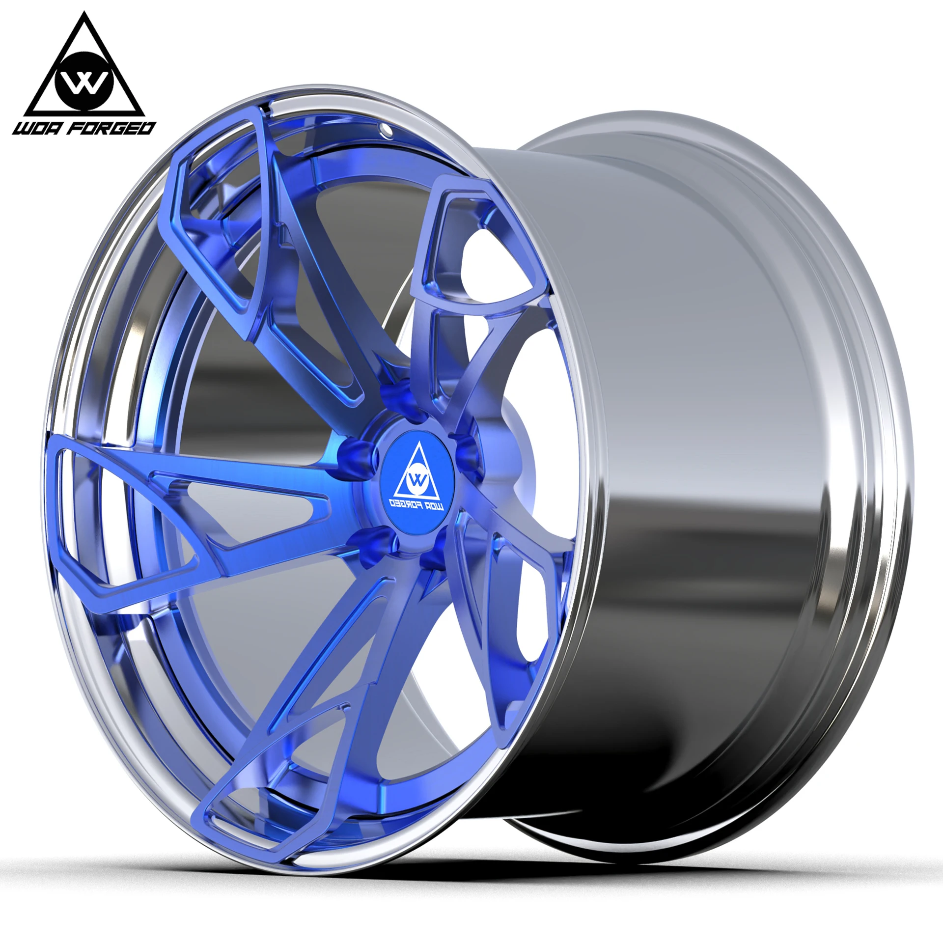 Customized 6061T6 Hot Design Aluminum Lightweight 2 Piece Wheels Forged Alloy Wheel 18 19 20 21 22 Inch Blue Disc Aluminum Rim f