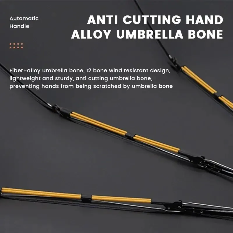 12 Bone Black Glue Fully Automatic Umbrella With Thick And Durable Keel Three Fold Umbrella UV Resistant Folding Umbrella