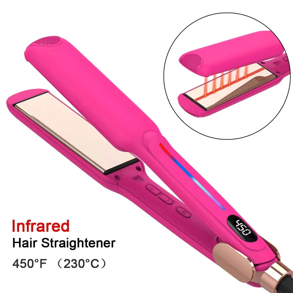 

Infrared Flat Iron 450°F / 230℃ 2 In 1 Professional Salon Hair Straightener Curler Ceramic Coated Plate Hair Styler 100-240V