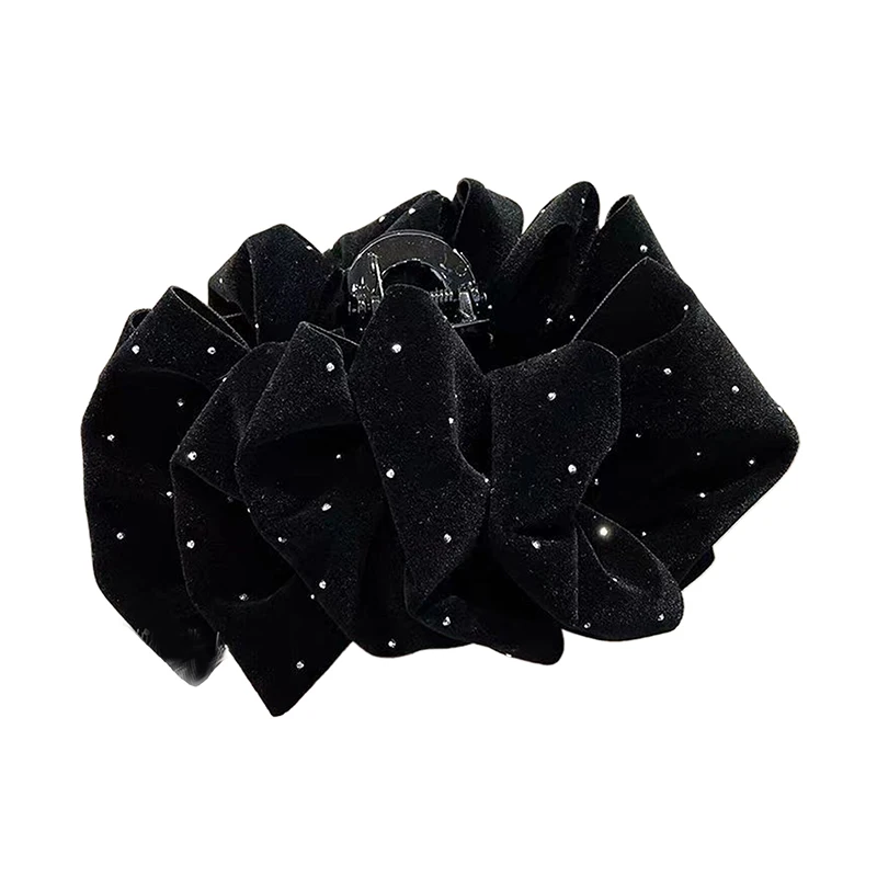 Preto e vermelho Velvet Bow Hairpin para mulheres e meninas, grampos de cabelo grandes, acessórios para cabelo, garras de cabelo, cocar, Princess Head, 1pc