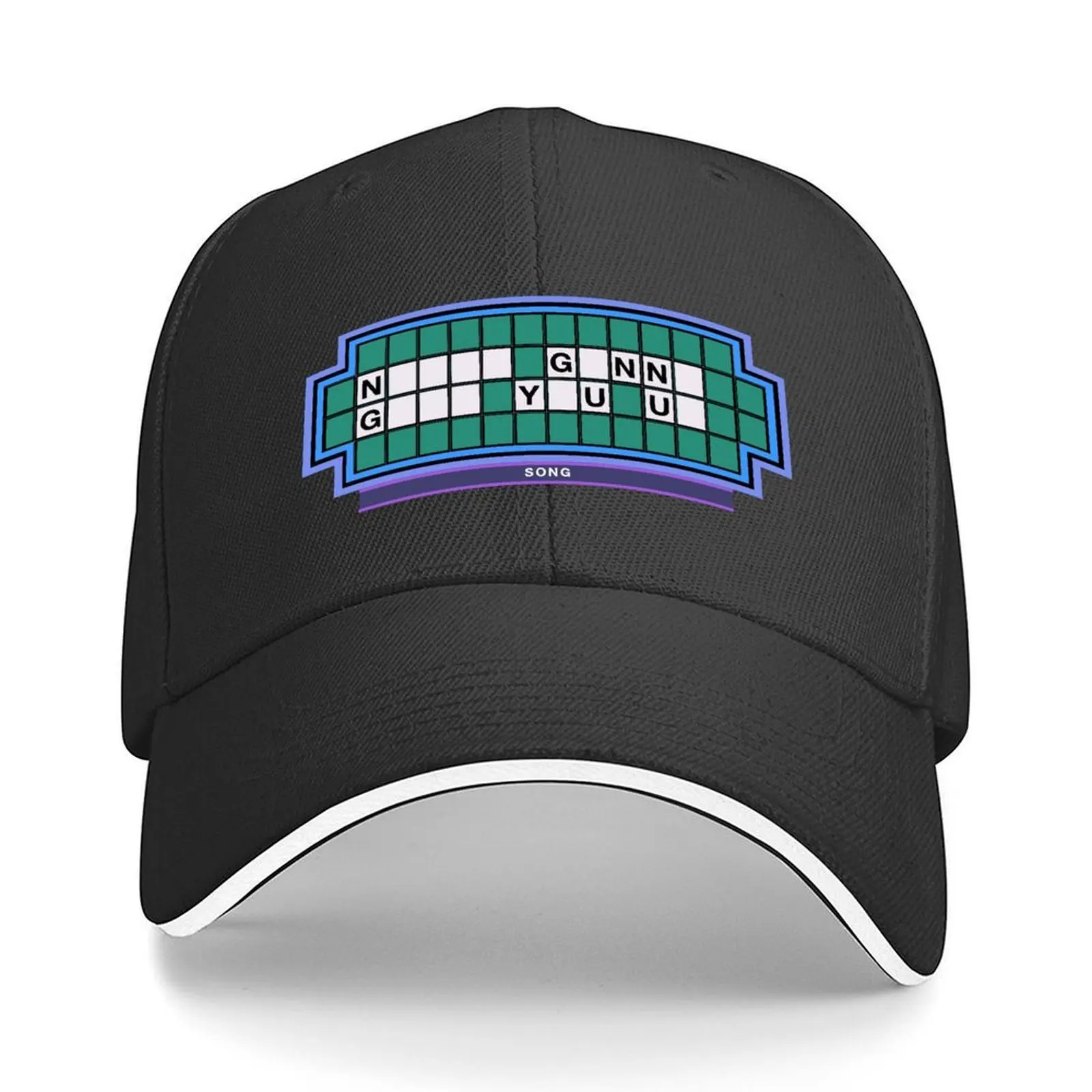 

Never Gonna Give You Up Wheel of Fortune puzzle (Rick Roll) Baseball Cap Hat Beach Hip Hop |-F-| Male hat Mens Caps Women's