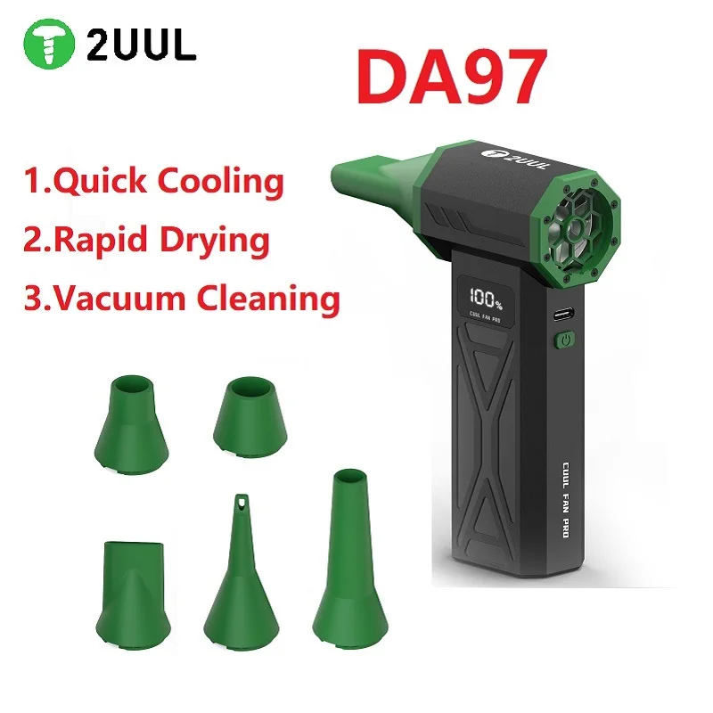 2uul DA970 DA97 Cuul مروحة الطاقة المحمولة عالية السرعة منظف الغبار شفط التبريد 3 وظائف توربو لإصلاح الهاتف منفاخ الهواء #1