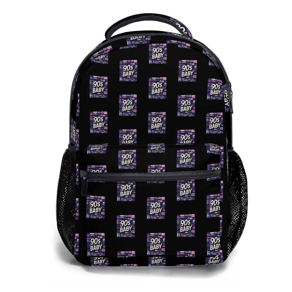 New Fashionable  90s Baby With Cassette TapesPattern School Bag  Print Backpack 17inch