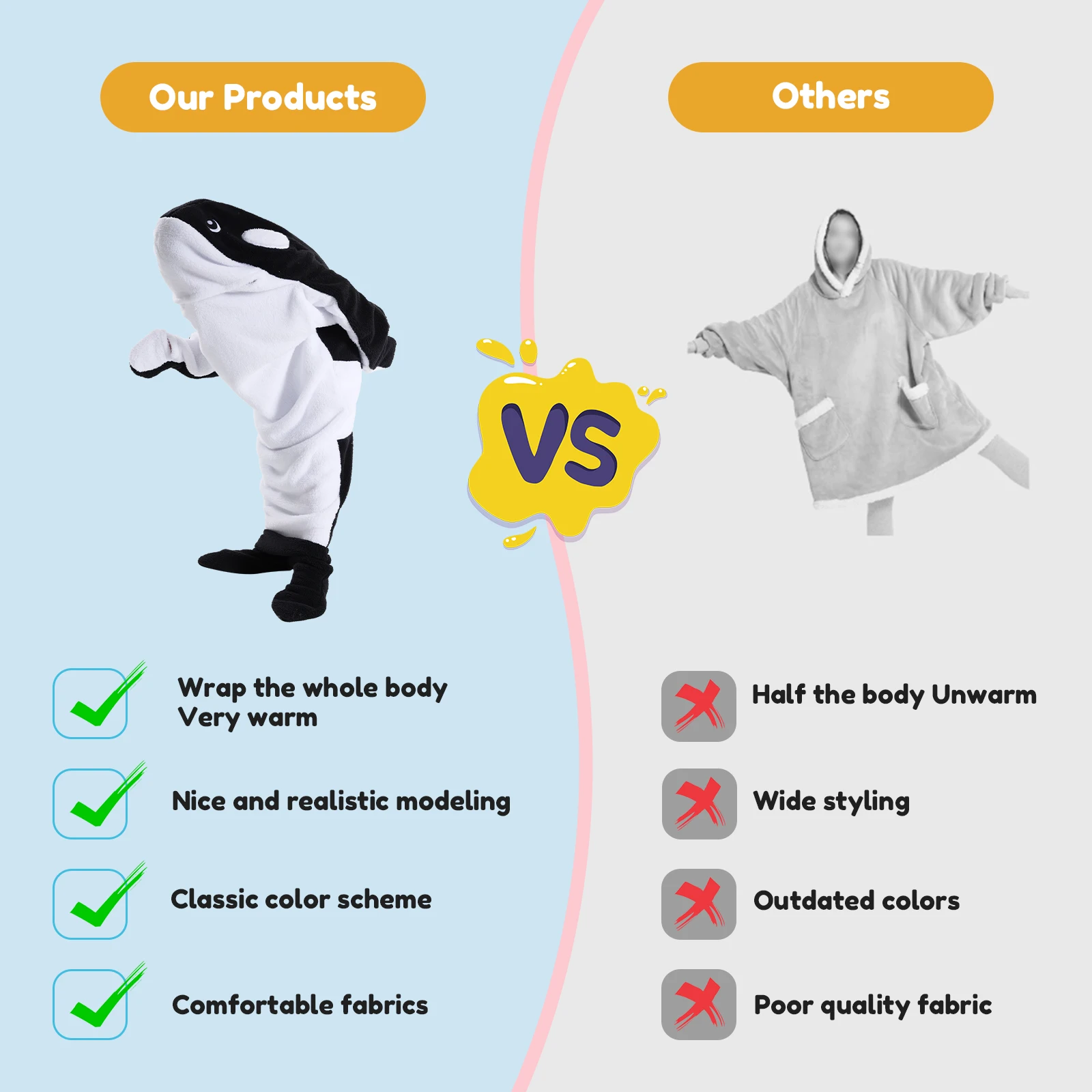 Whale Blanket Hoodie For Adult Wearable Winter Warm Blanket Hooded Playsuit Cute Cartoon Sleeping Bag Pajama For Slumber Party