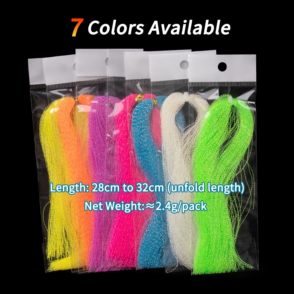 3-7 Packungen Leuchtende Kristall-Flash-Fliegenbindematerialien Lumo Flashabou Holographisches Tinsel-Garn Jig-Haken-Köderstränge – Detail 4