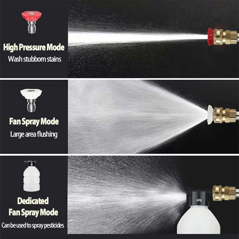 Imagem -04 - sem Fio o Máquina Lavar Carro Arma 100bar Gerador Espuma Elétrica Pistola Água Spray Limpeza Dispositivo Automático de Alta Pressã 15000 30000mah