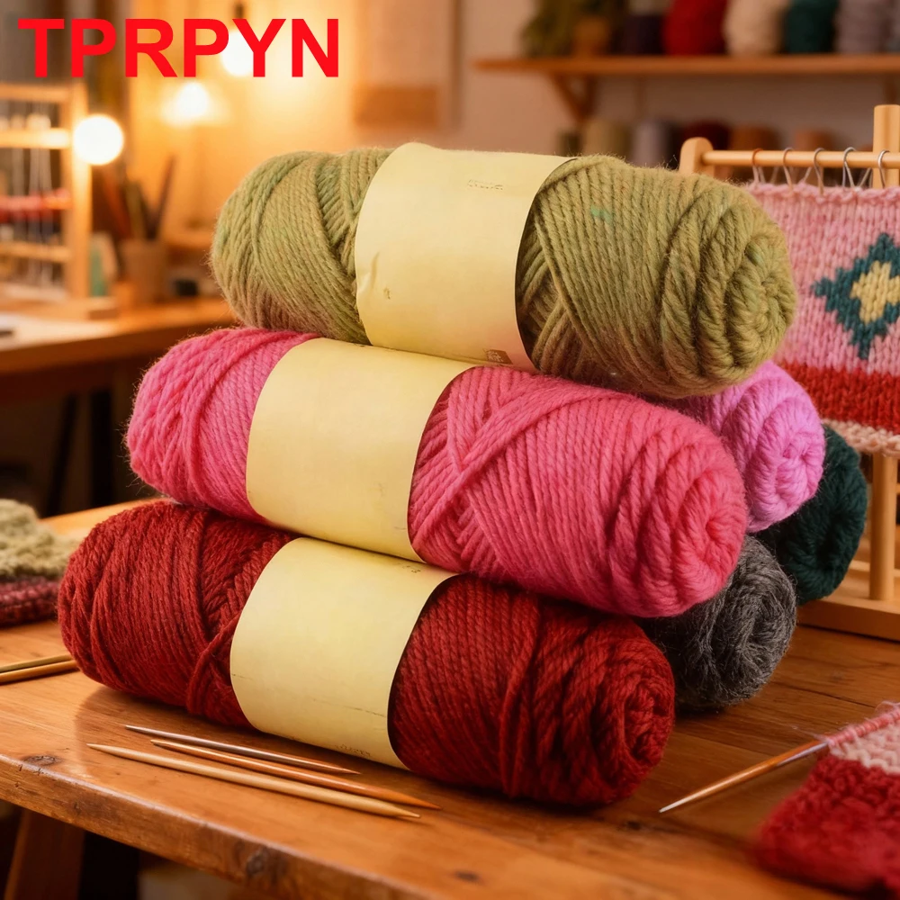 Fil de laine 100g 50% pour tricoter à la main, 50 % acrylique, fil au Crochet, pull en tricot, Cardigan, couverture, ligne, chapeau, fil châle, 115m, 4527 pouces, 1 pièce