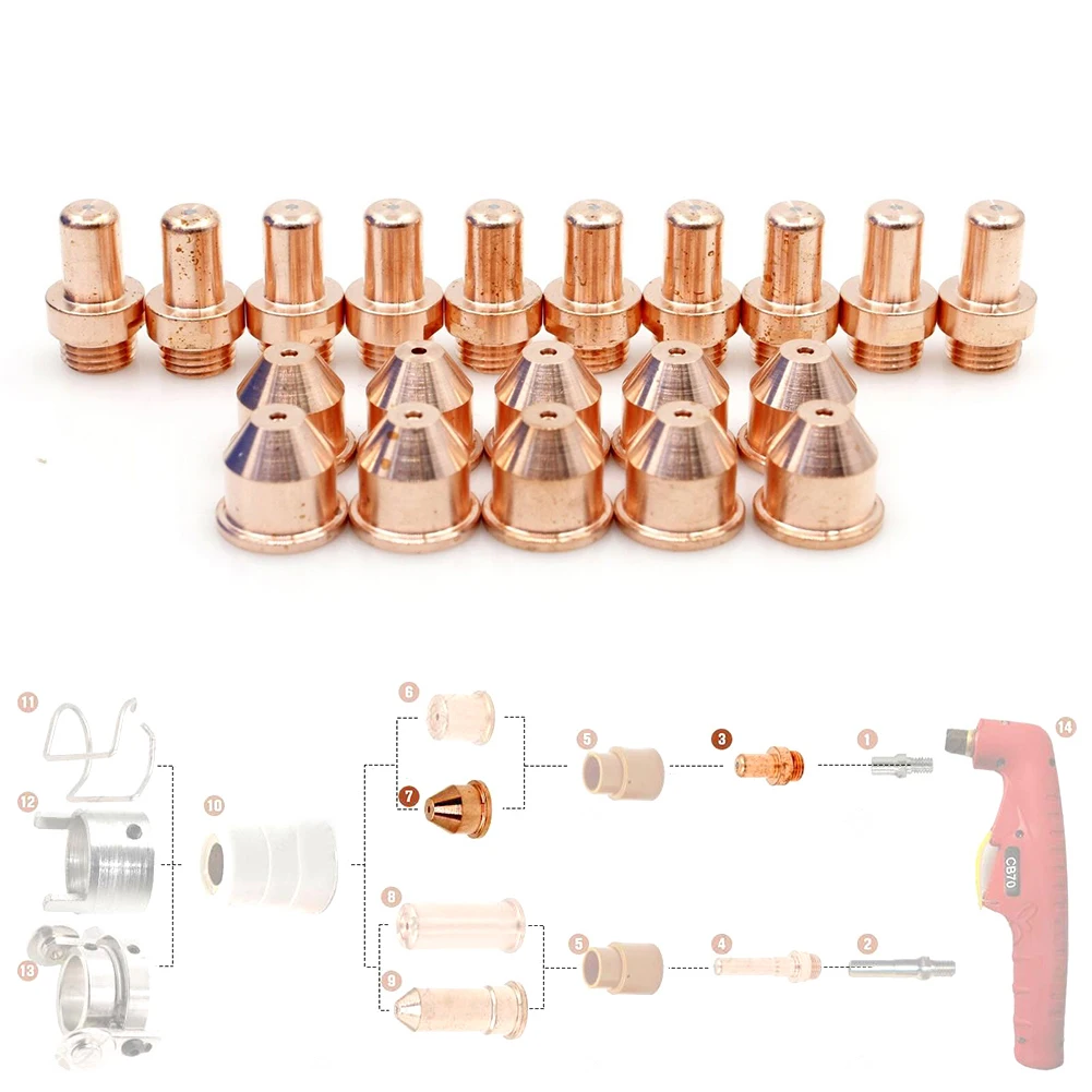 

20 шт. плазменный резак для Eastwood для Versa Cut 60A, наконечники для труб, 50А, электроды для резки металлов различивания толщин